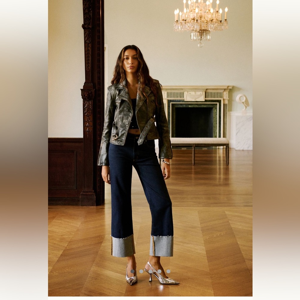 Pilcro The Scotty Cuffed High Rise Straight leg Jeans